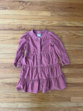 Crewcuts Girls Button-Front Tiered Dress - Dusty Rose